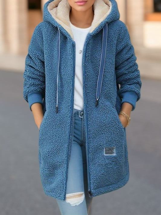 Kapüşonlu Peluş Mont